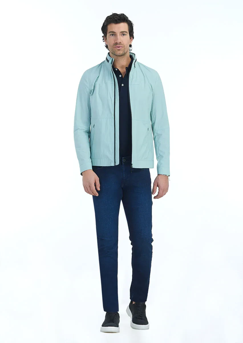 Mint Regular Fit Dik Yaka Casual Dokuma Mont - 1