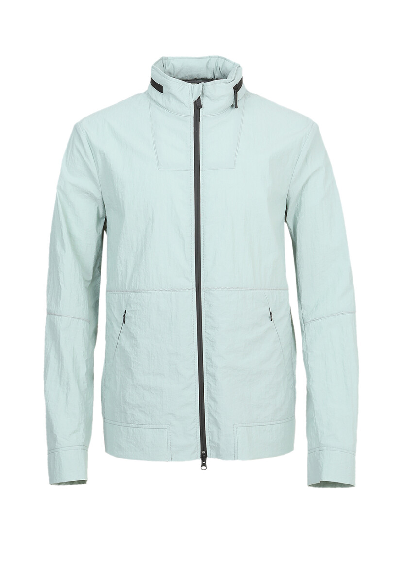 Mint Regular Fit Turtleneck Casual Weaving Removable Hood Coat 