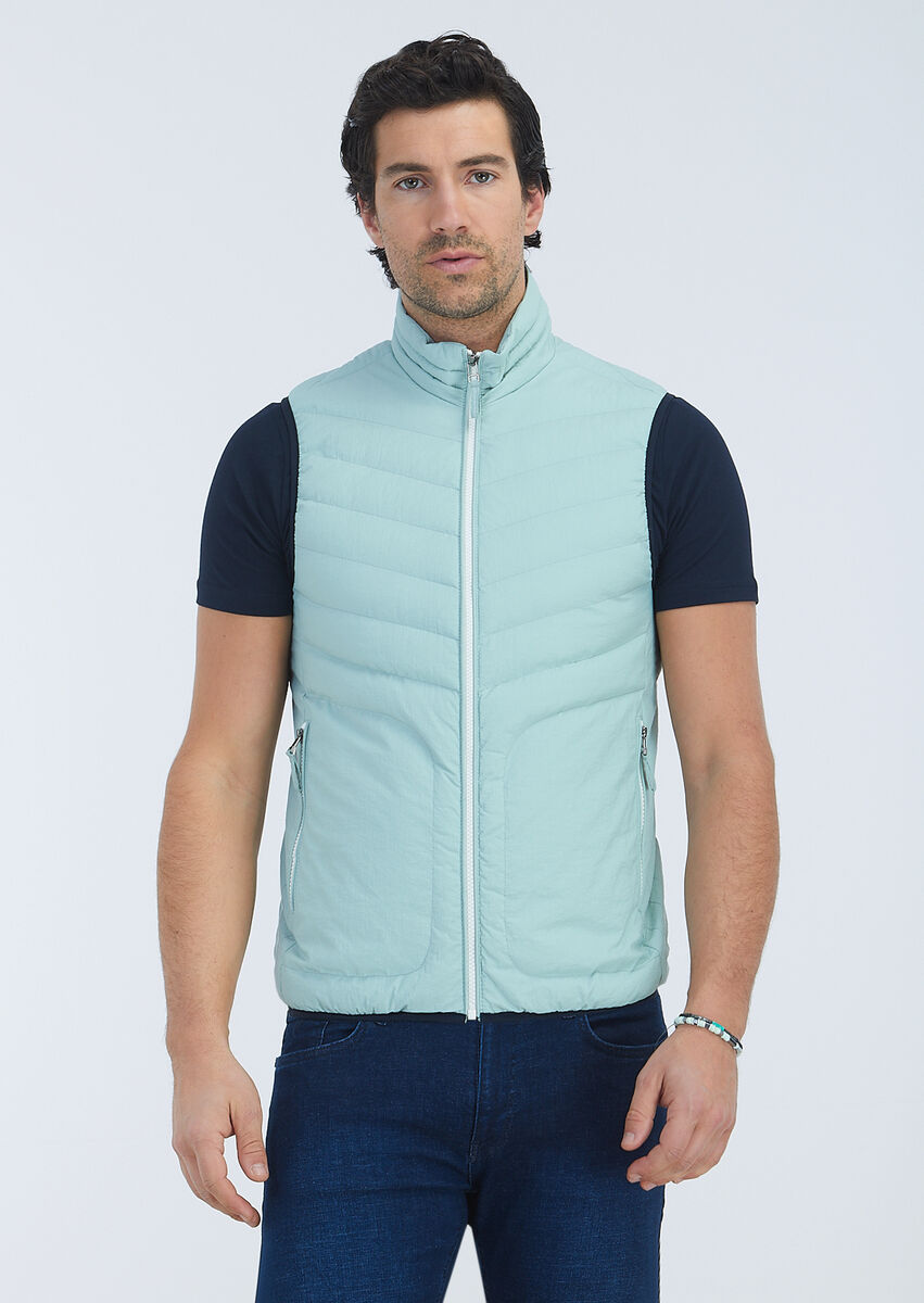 Mint Weaving Puffer Vest - 2