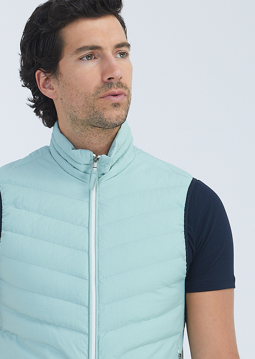 Mint Weaving Puffer Vest - 3