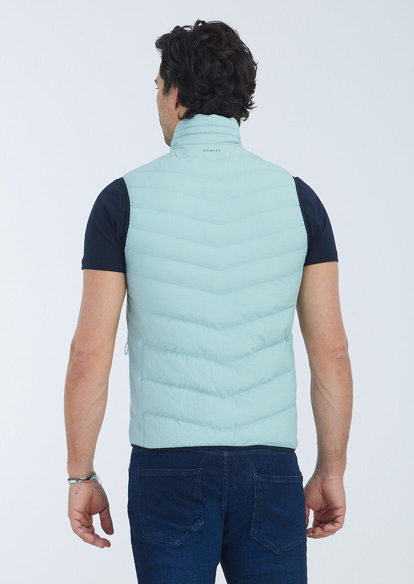 Mint Weaving Puffer Vest - 4