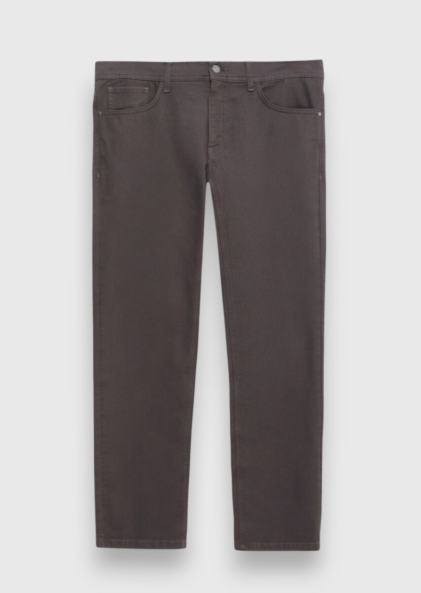 Mürdüm Düz Dokuma Regular Fit Casual %100 Pamuk Pantolon - 5