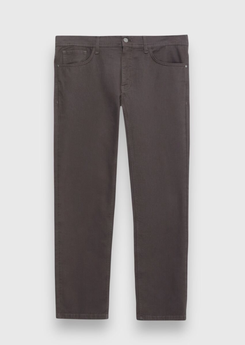 Mürdüm Düz Dokuma Regular Fit Casual %100 Pamuk Pantolon - 5
