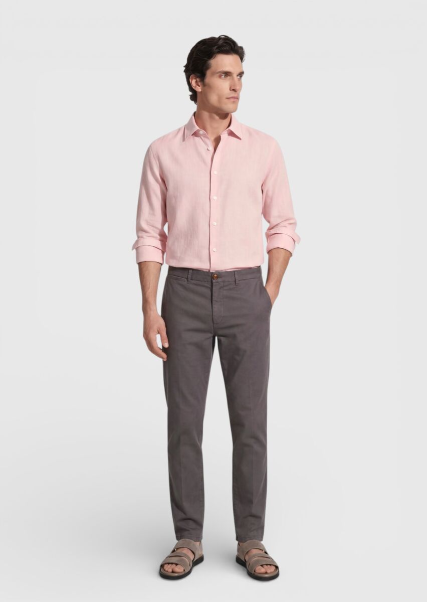 Mürdüm Düz Dokuma Regular Fit Casual Pamuk Karışımlı Pantolon - 3