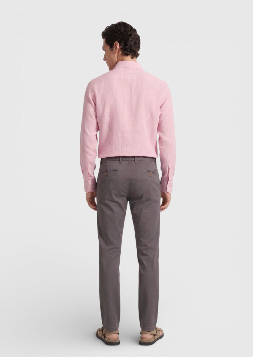 Mürdüm Düz Dokuma Regular Fit Casual Pamuk Karışımlı Pantolon - 4