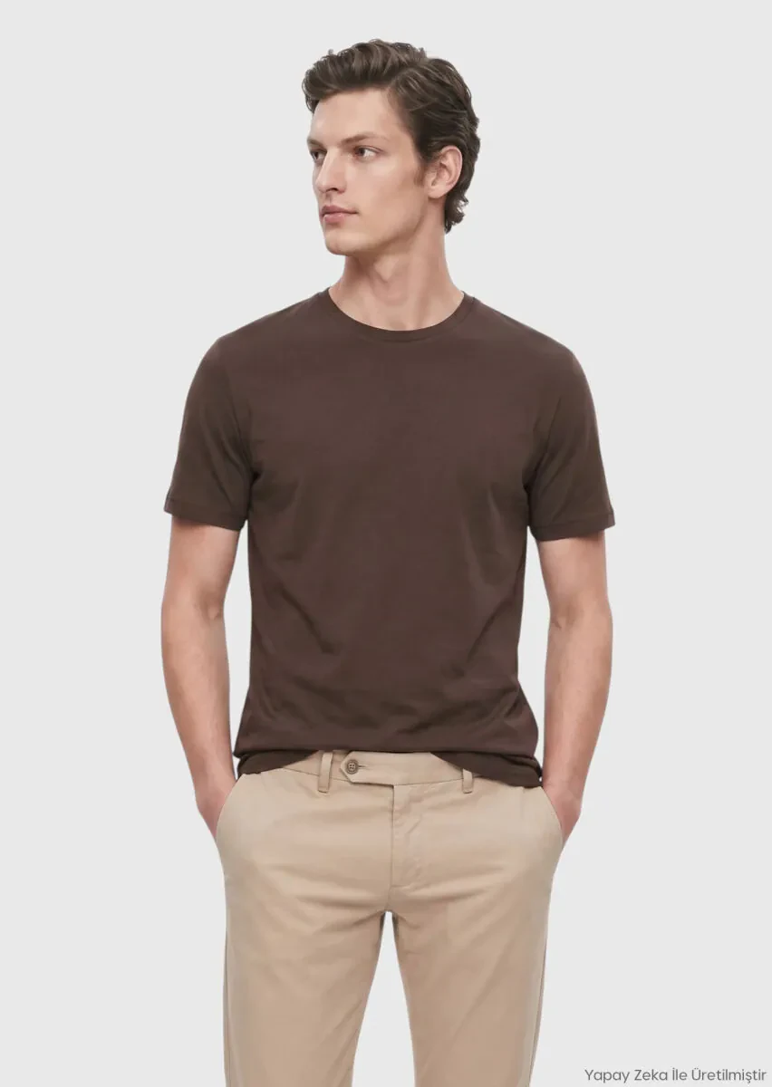 RAMSEY Mürdüm Düz %100 Pamuk T-Shirt