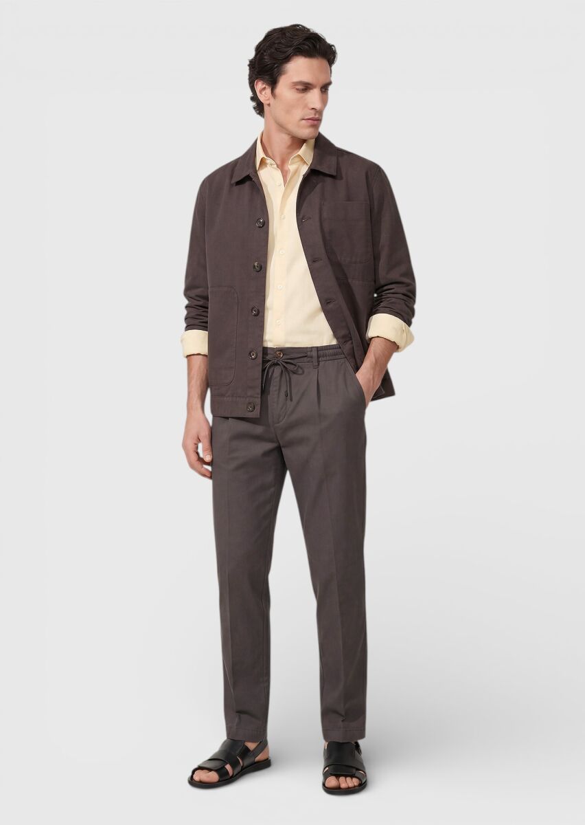 Mürdüm Düz Casual Fit Dokuma Pamuk Karışımlı Overshırt - 1