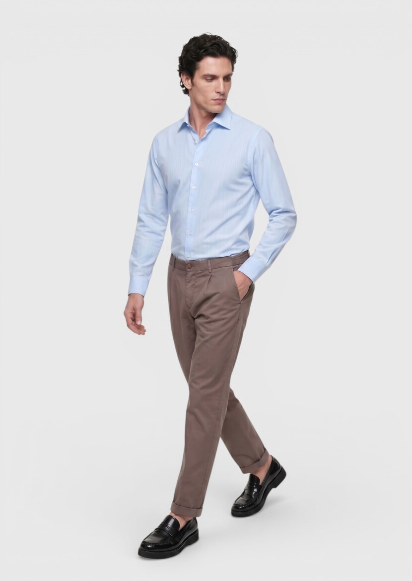 Mürdüm Düz Dokuma Jogging Fit Casual İpek Karışımlı Pantolon - 1