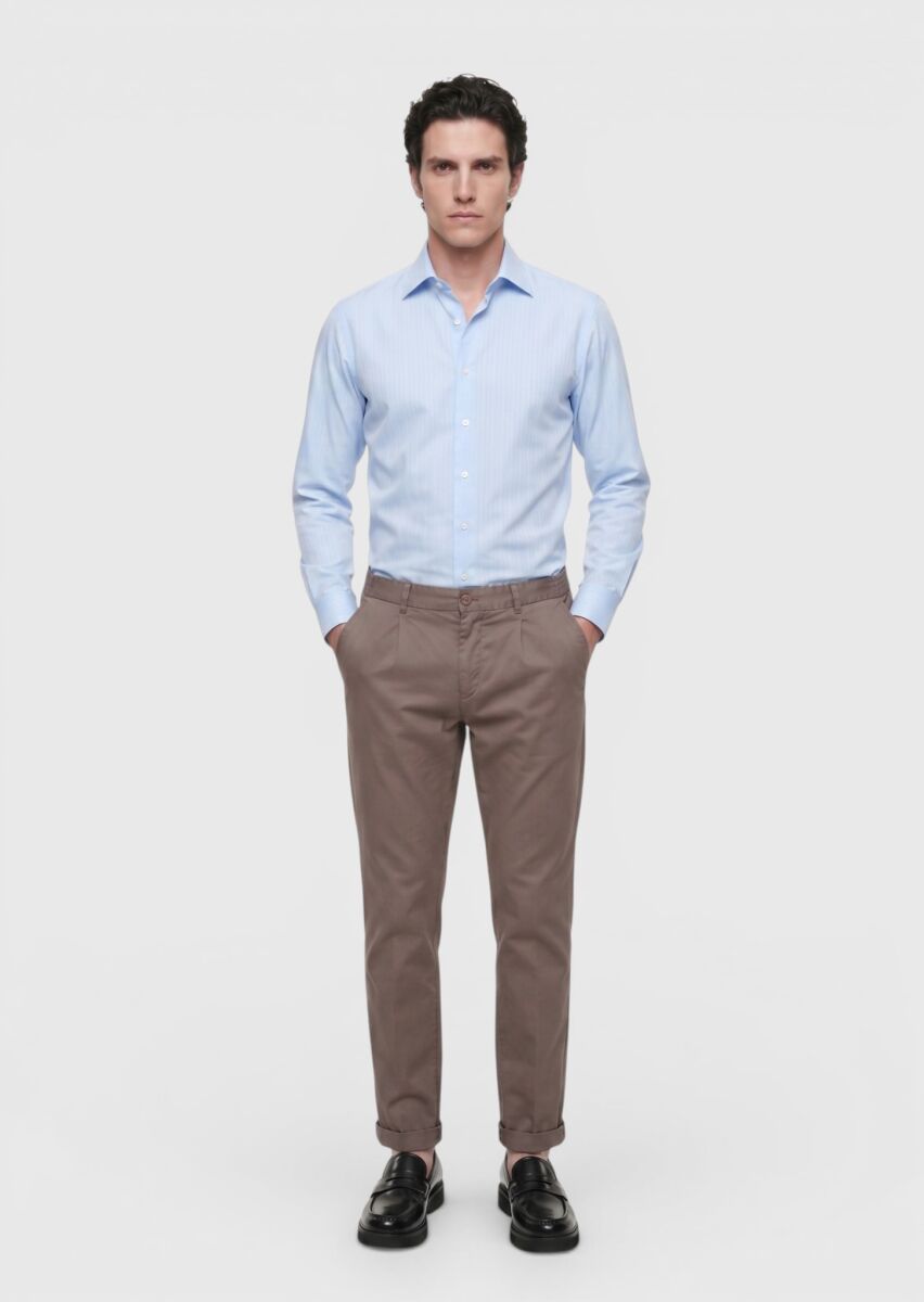 Mürdüm Düz Dokuma Jogging Fit Casual İpek Karışımlı Pantolon - 3
