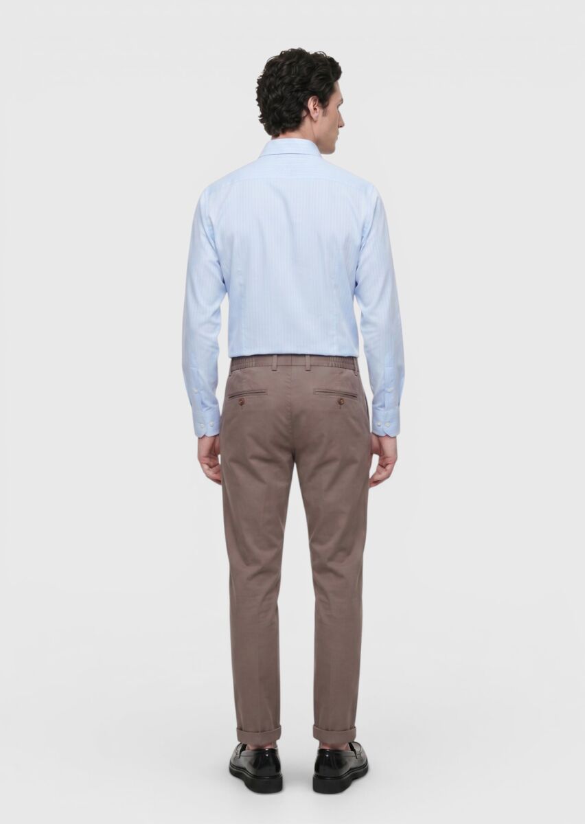 Mürdüm Düz Dokuma Jogging Fit Casual İpek Karışımlı Pantolon - 4