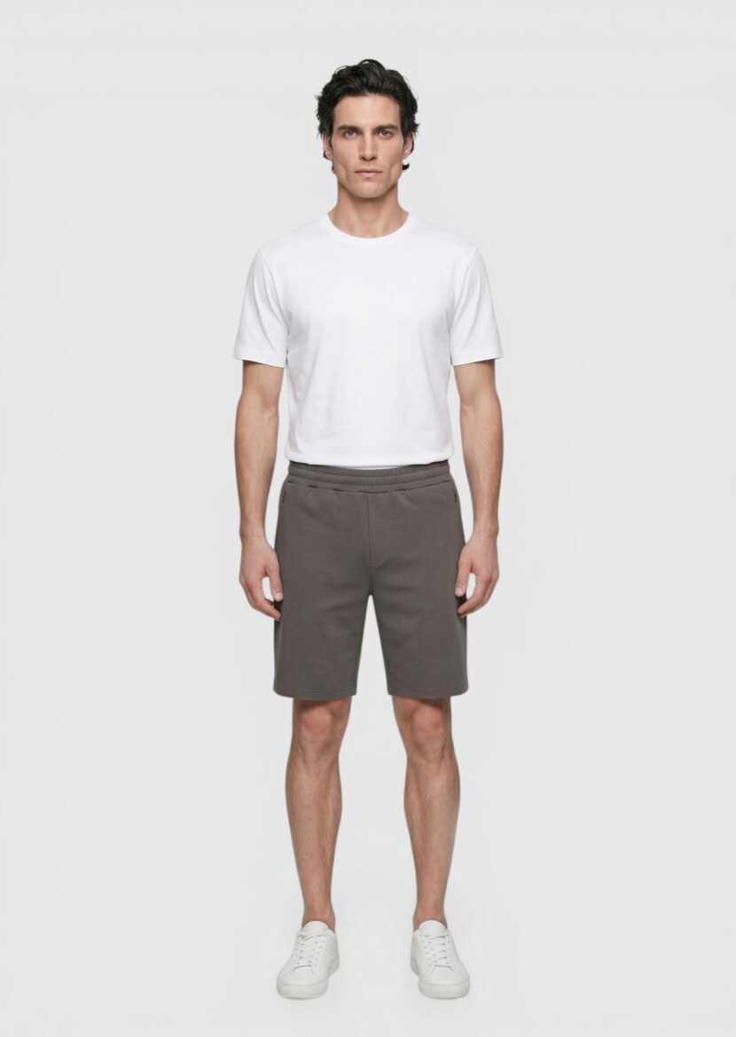 Mürdüm Düz Örme Regular Fit Casual Bermuda - 4