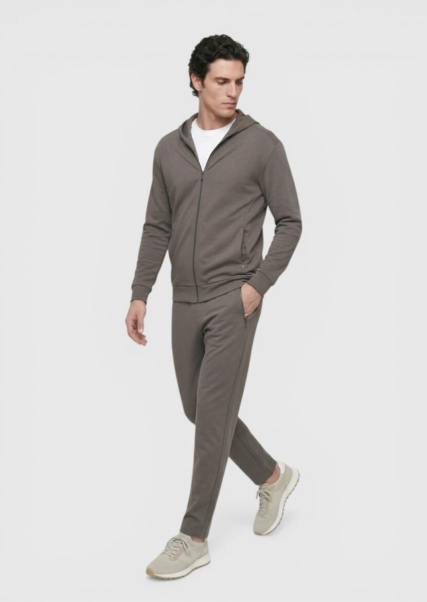 Mürdüm Kapüşonlu Düz Sweatshırt - RAMSEY