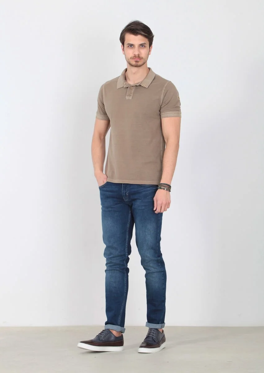 Mustard Plain Polo Neck 100% Cotton T-Shirt - 2