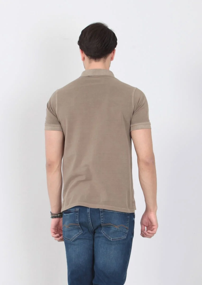 Mustard Plain Polo Neck 100% Cotton T-Shirt - 6