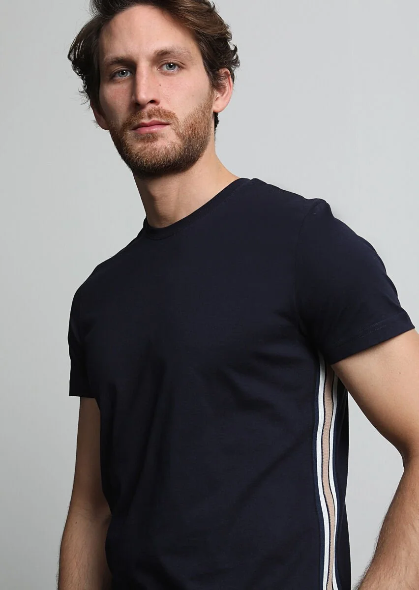 Navy Blue 100% Cotton T-Shirt - 2
