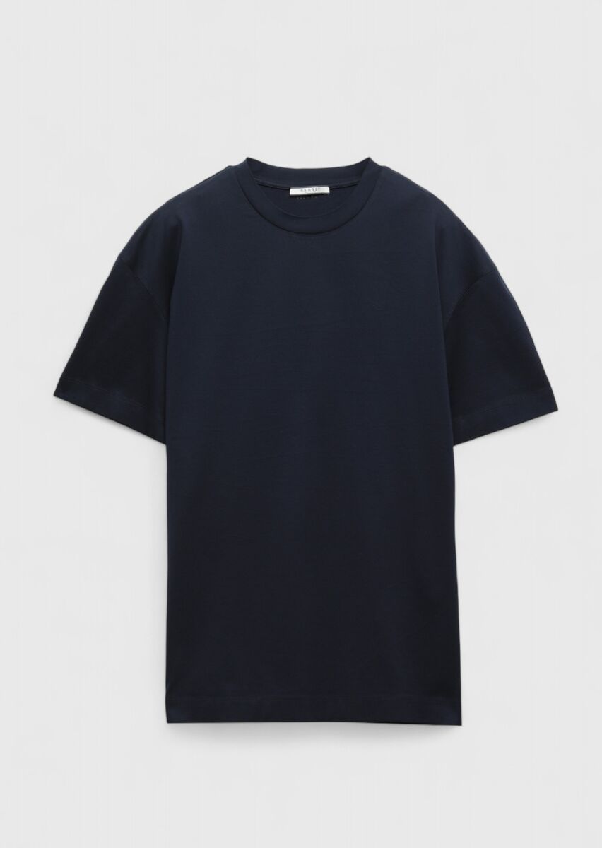 Navy Blue 100% Cotton T-Shirt - 6