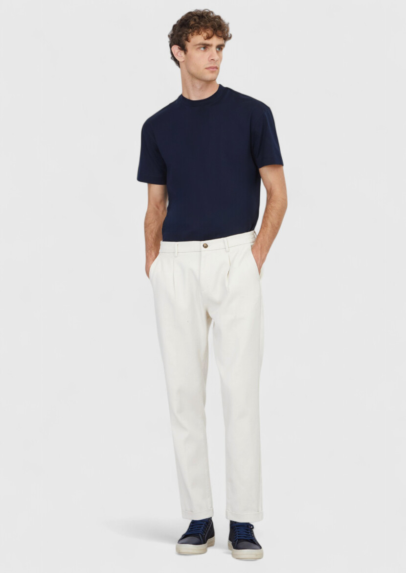 Navy Blue Plain Crew Neck 100% Cotton T-Shirt 