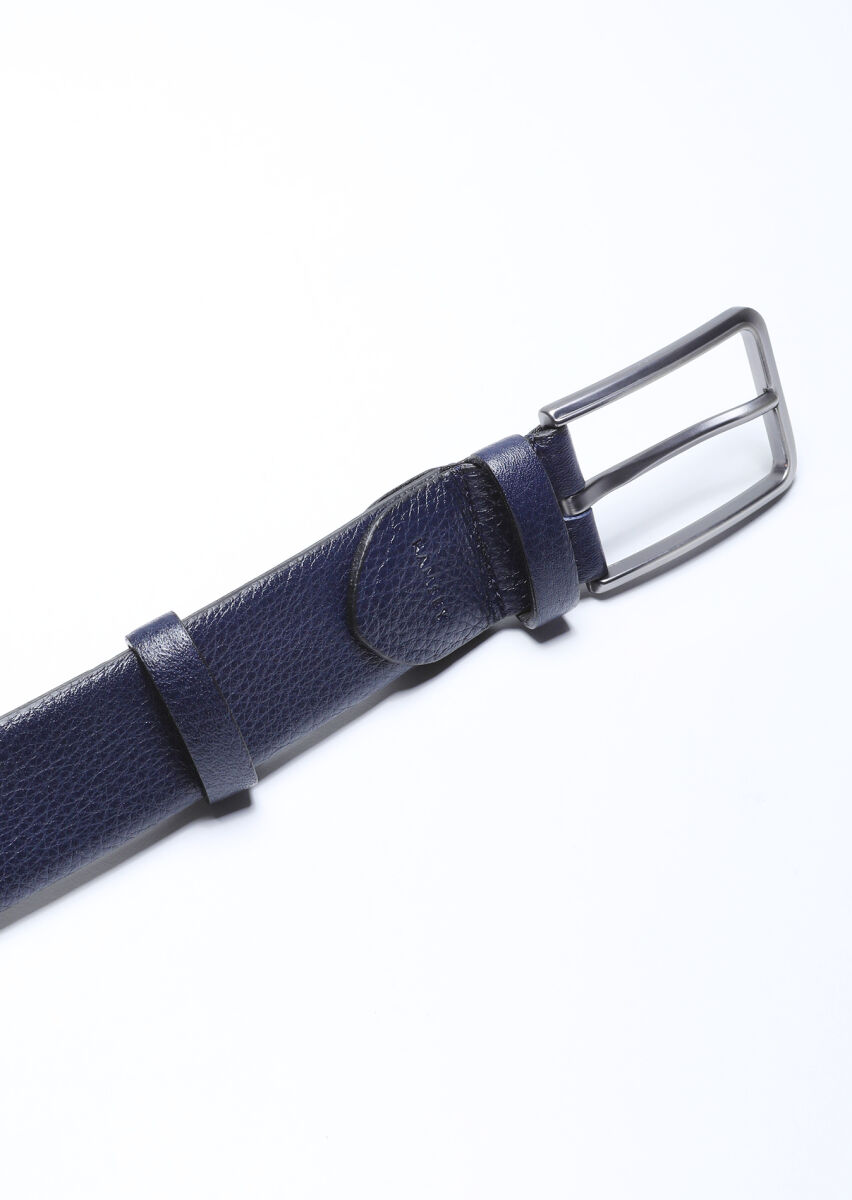 Navy Blue %100 Cow Leather Belt - 2