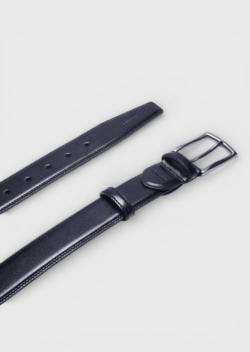 Navy Blue %100 Cow Leather Belt - 1