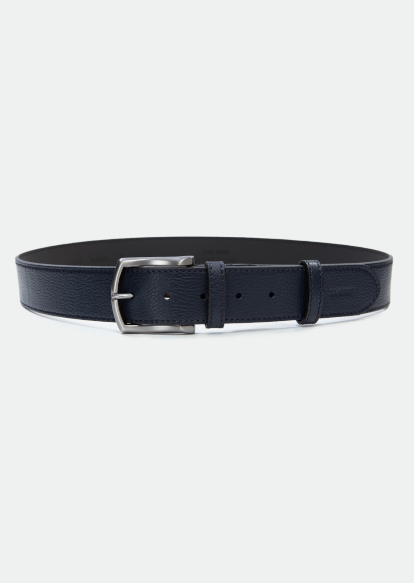 Navy Blue %100 Cow Leather Belt 