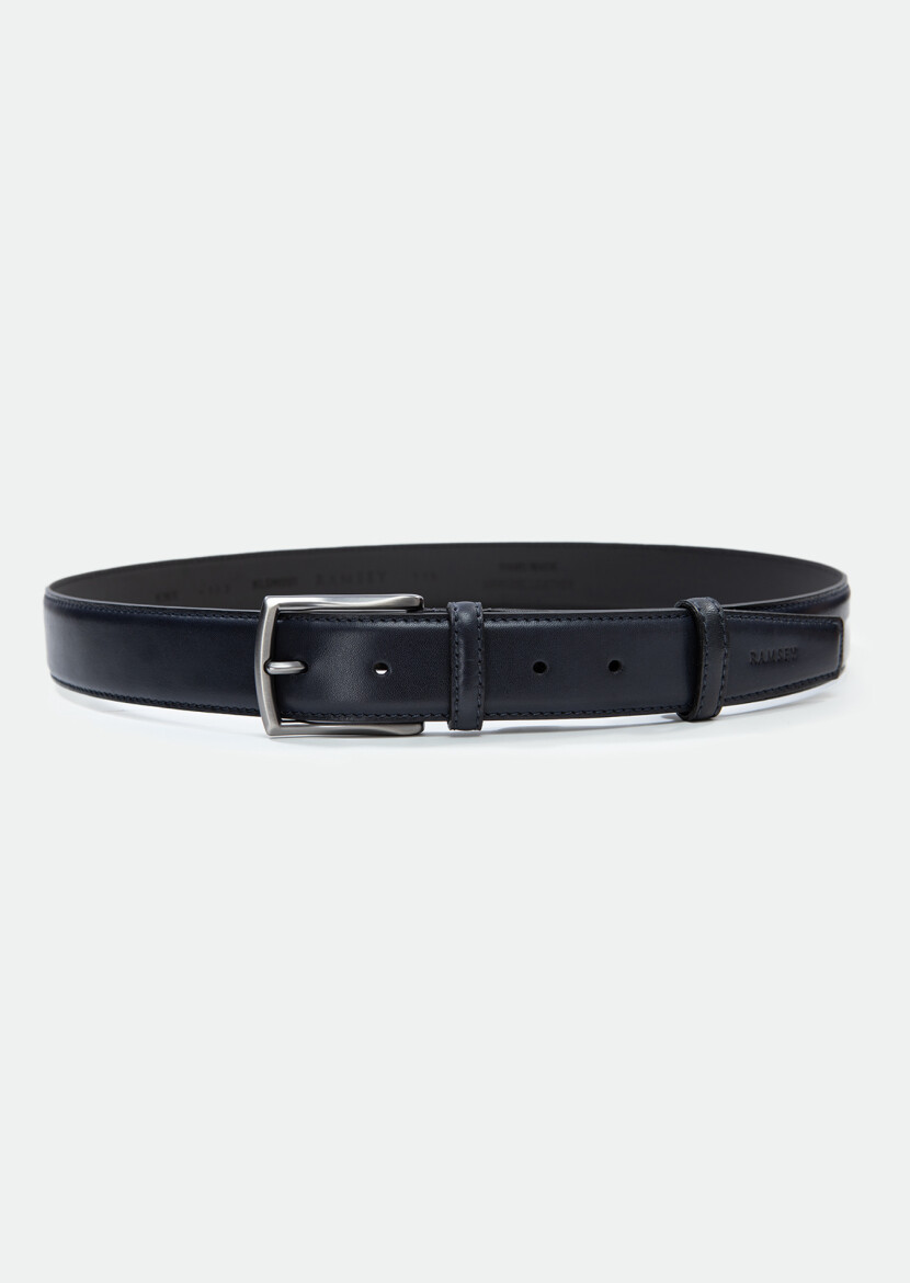 Navy Blue %100 Cow Leather Belt 