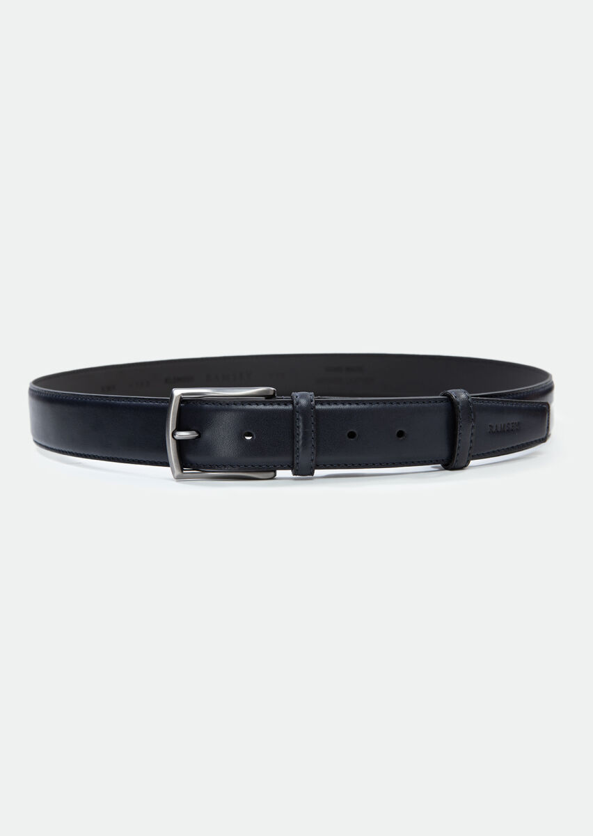 Navy Blue %100 Cow Leather Belt - 1