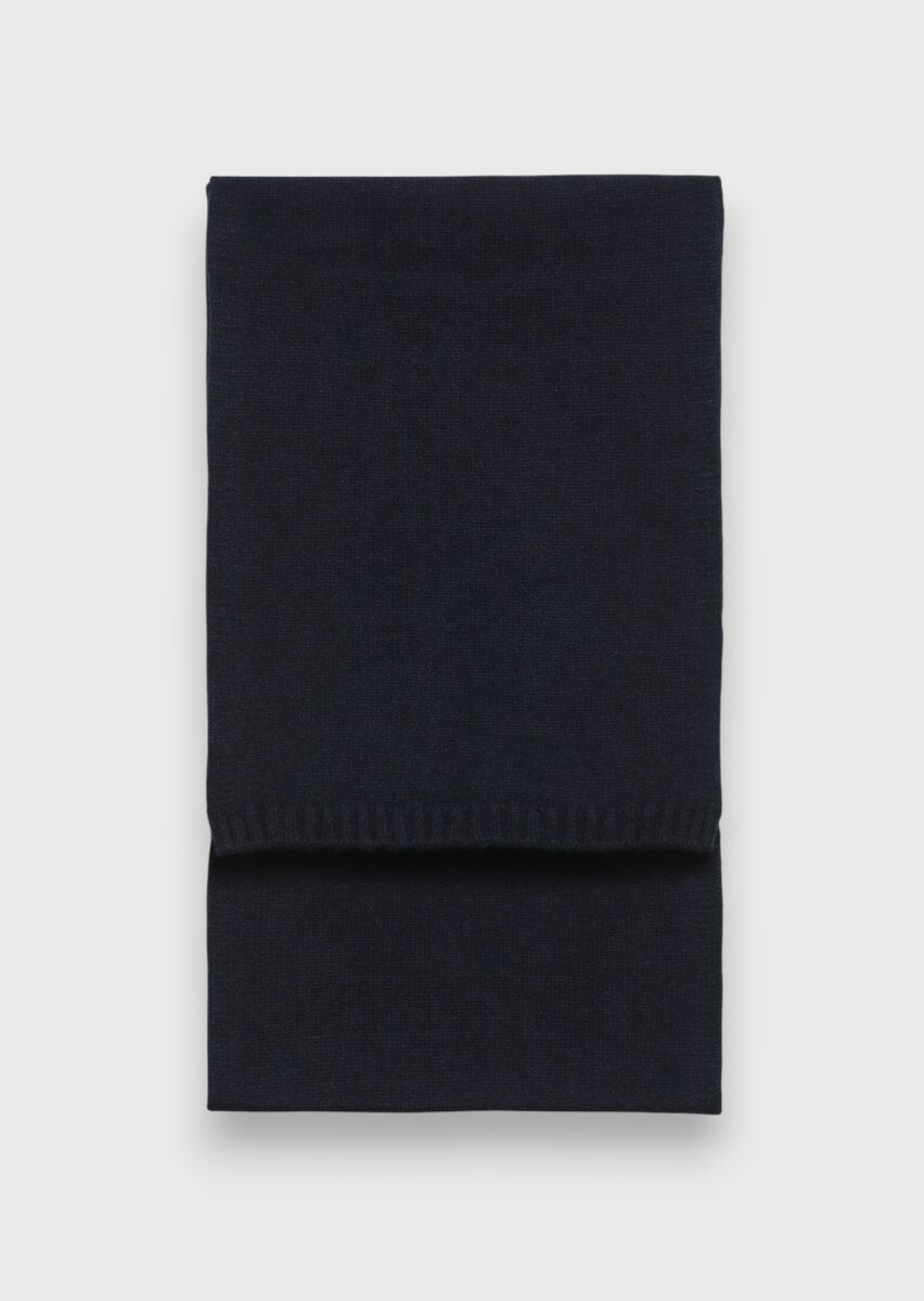 Navy Blue %100 Kaşmir Scarf - 1