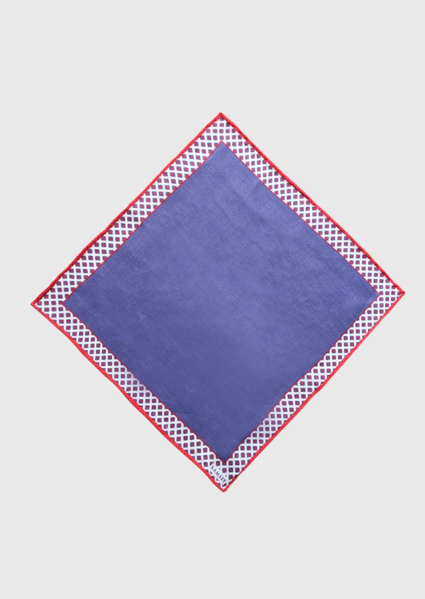 Navy Blue %100 Keten Handkerchief - 1