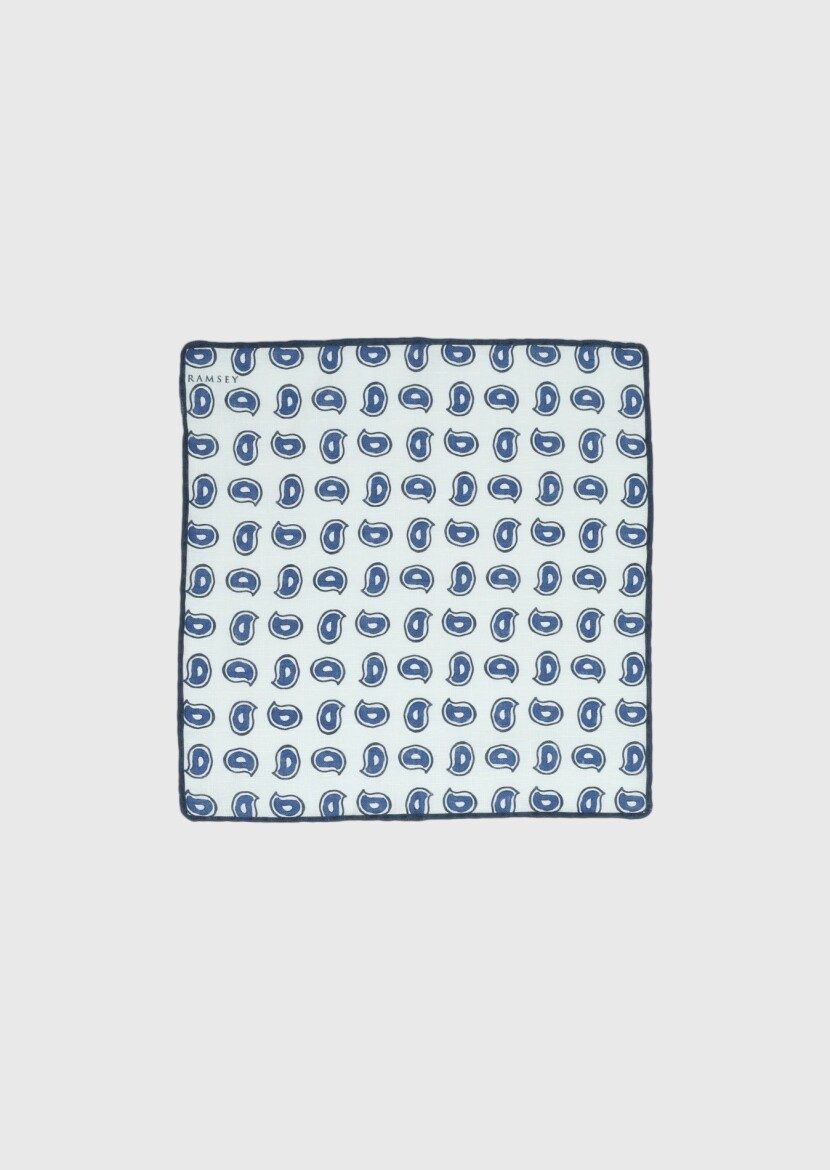 Navy Blue %100 Keten Handkerchief 