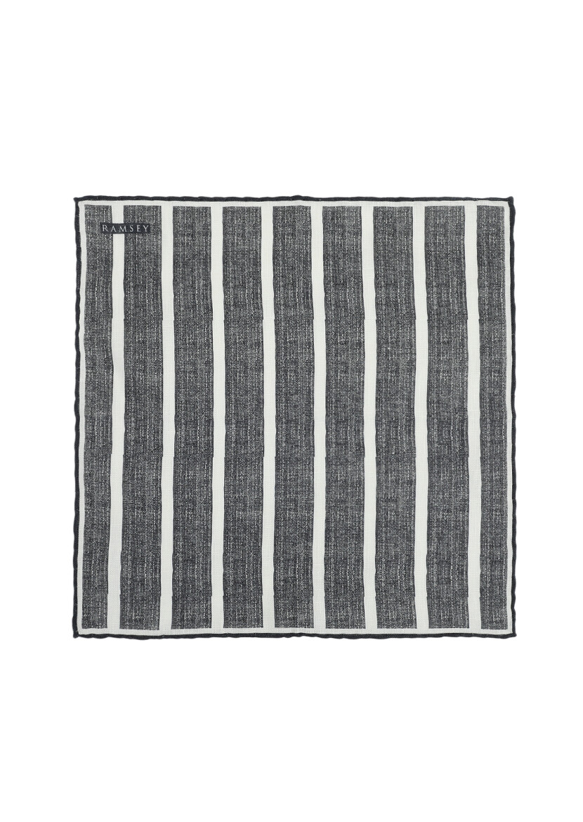 Navy Blue %100 Keten Handkerchief - 1