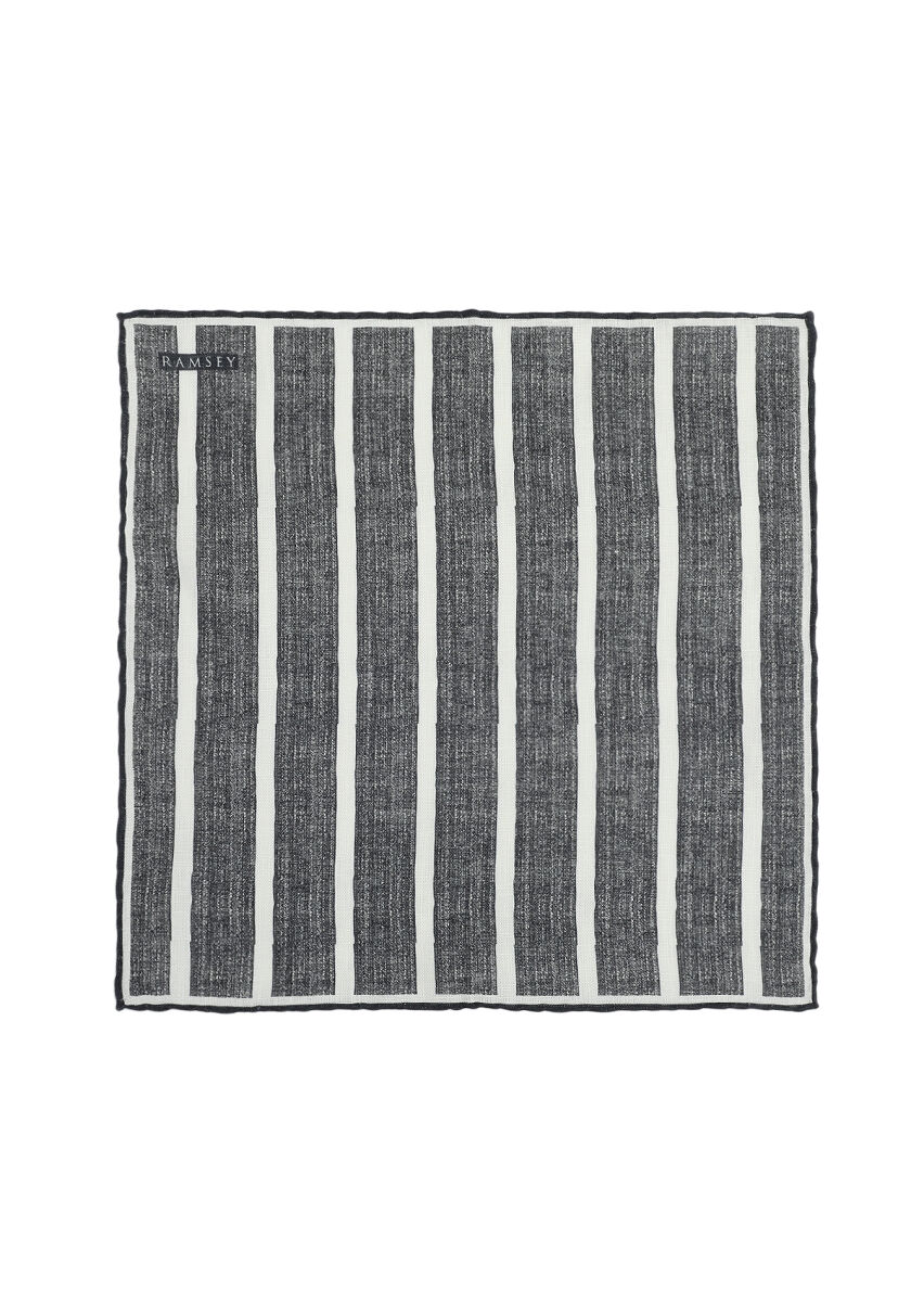 Navy Blue %100 Keten Handkerchief - 1