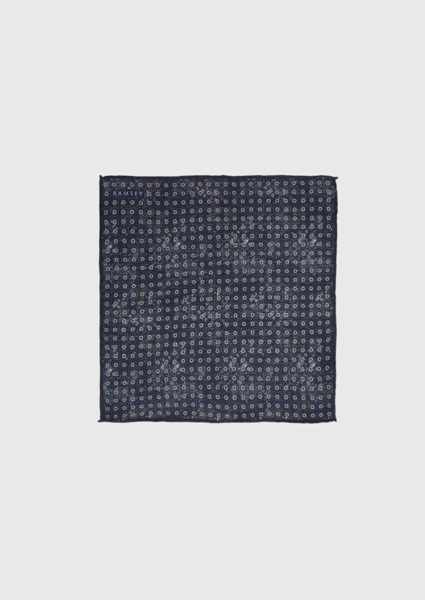 Navy Blue %100 Yün Handkerchief - RAMSEY
