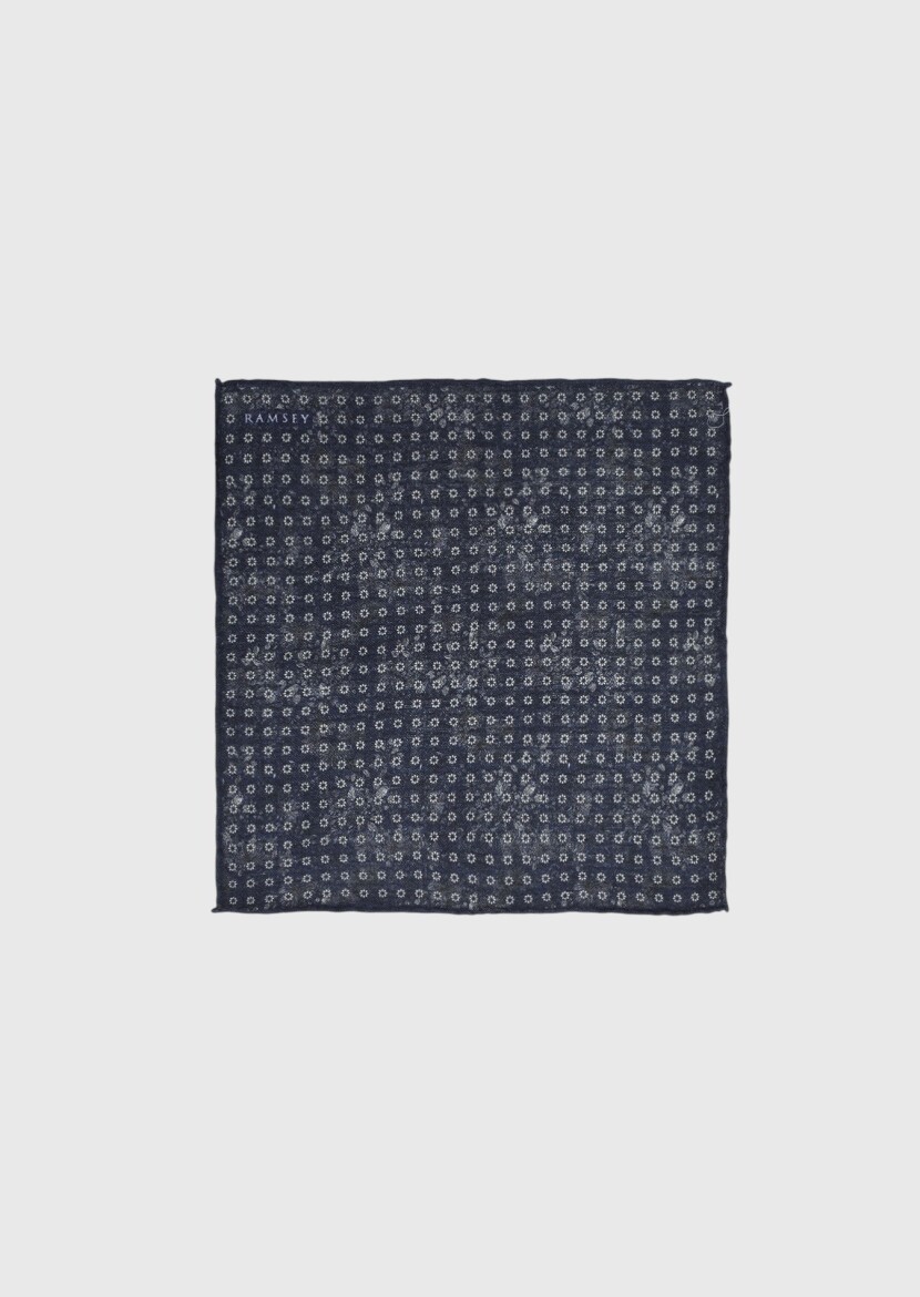 Navy Blue %100 Yün Handkerchief 