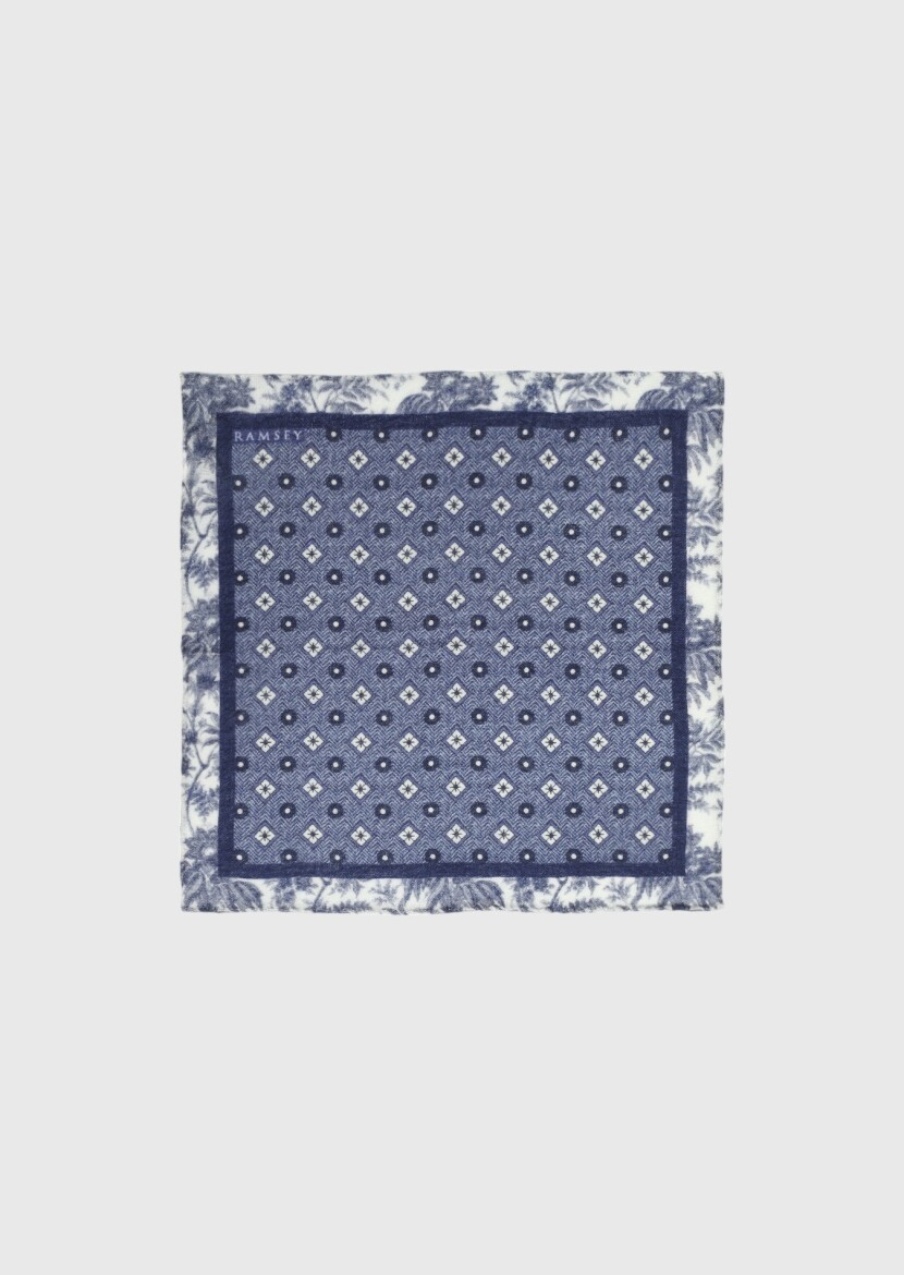 Navy Blue %100 Yün Handkerchief - RAMSEY