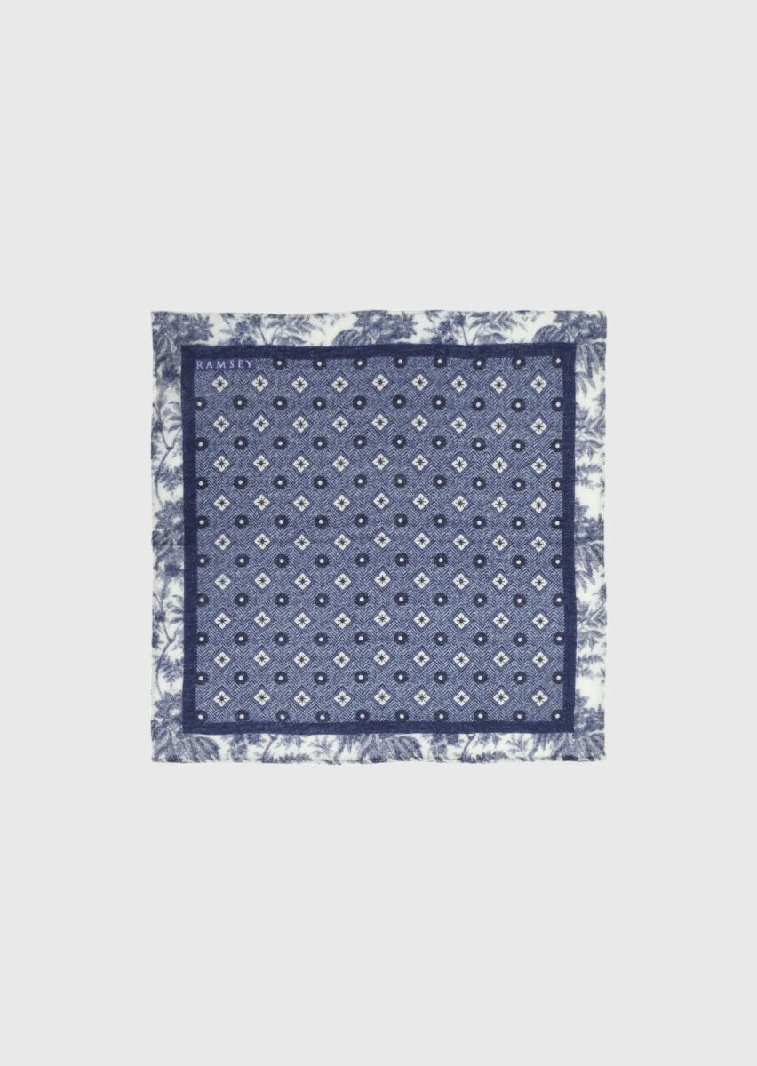 Navy Blue %100 Yün Handkerchief - 1