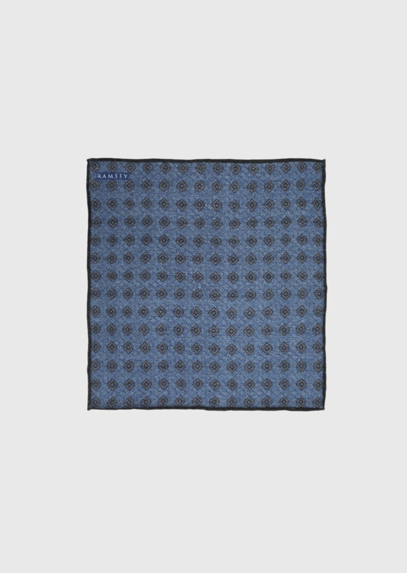 Navy Blue %100 Yün Handkerchief 