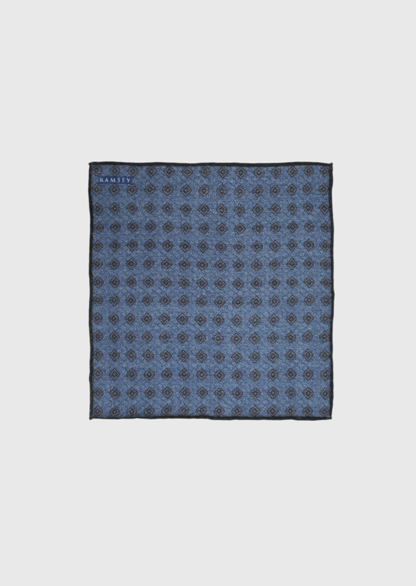 Navy Blue %100 Yün Handkerchief 
