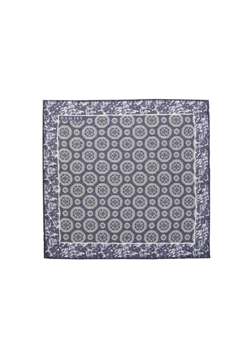 Navy Blue %100 Yün Handkerchief - 1