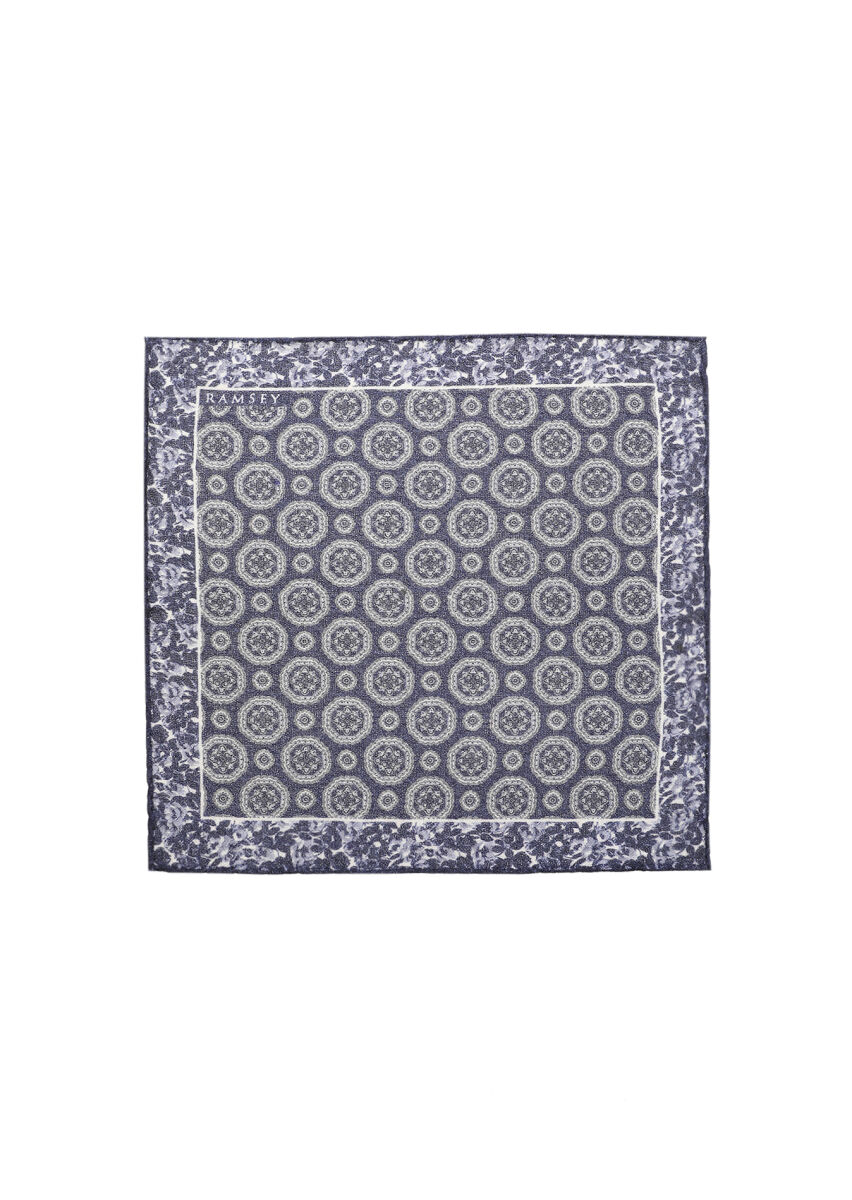 Navy Blue %100 Yün Handkerchief - 1