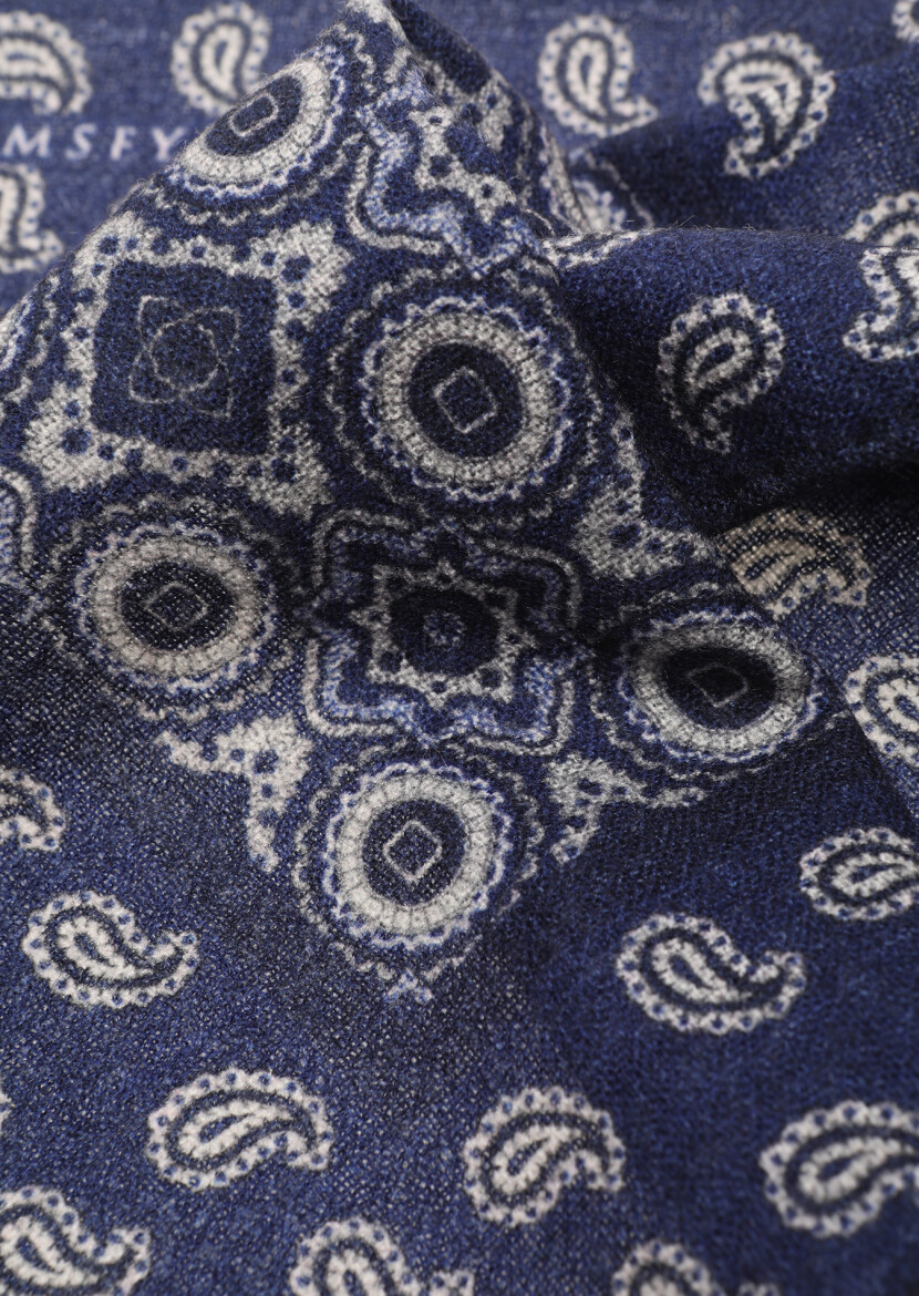 Navy Blue %100 Yün Handkerchief 