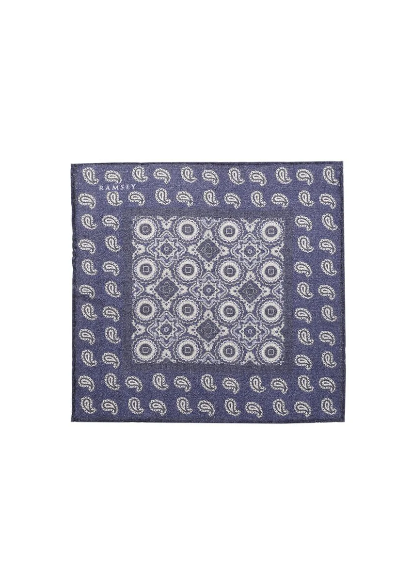 Navy Blue %100 Yün Handkerchief - 1