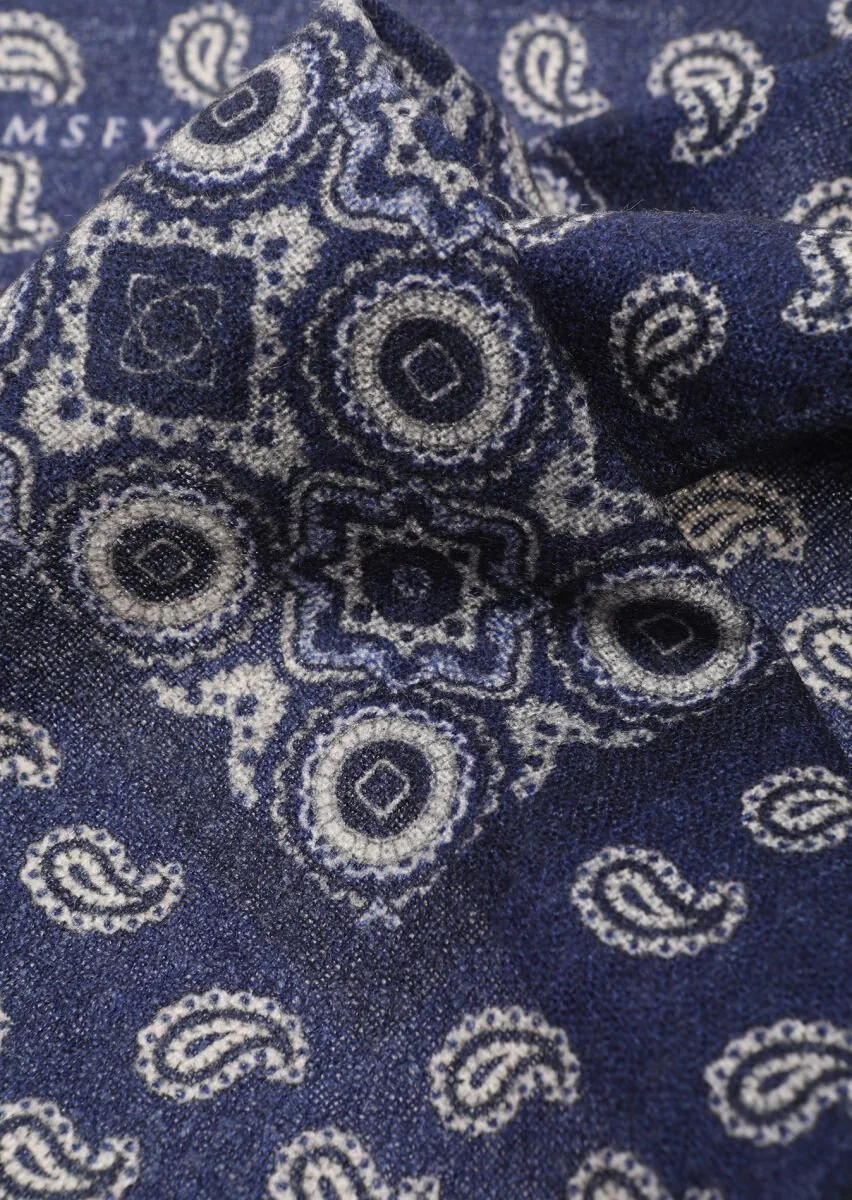 Navy Blue %100 Yün Handkerchief - 2