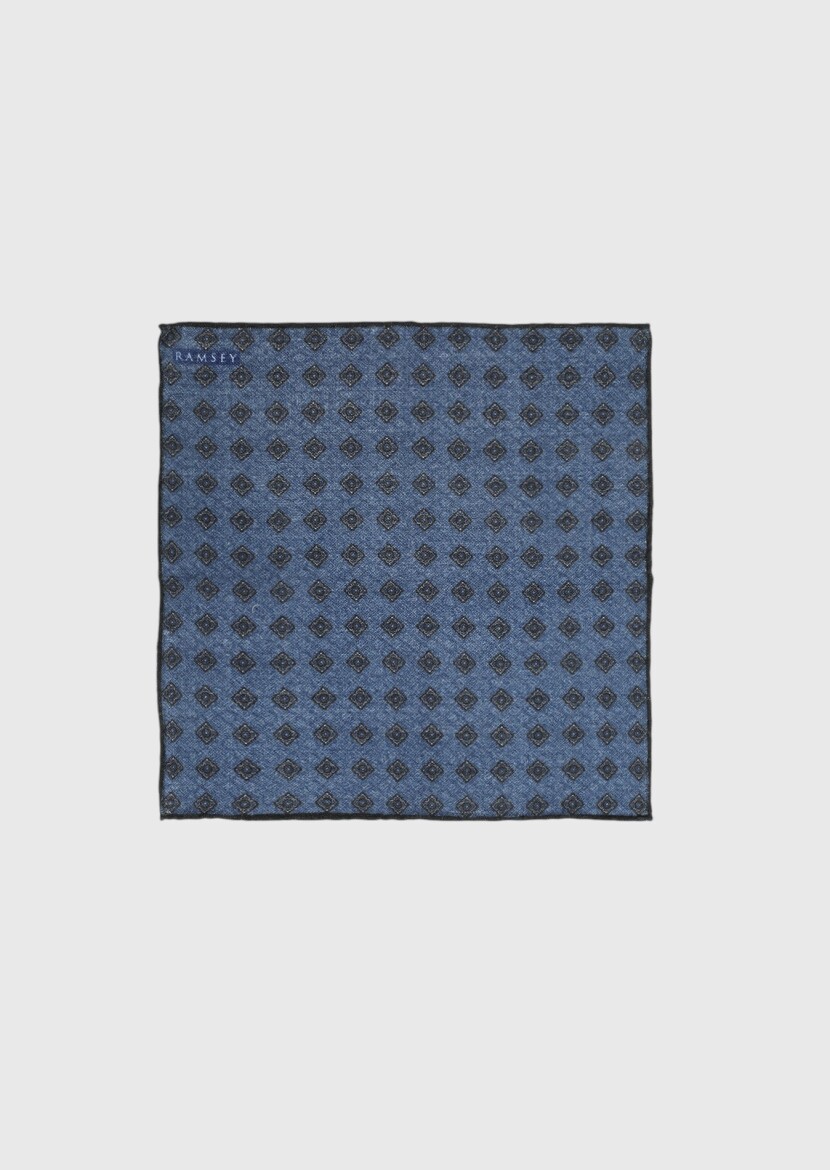 Navy Blue %100 Yün Handkerchief 