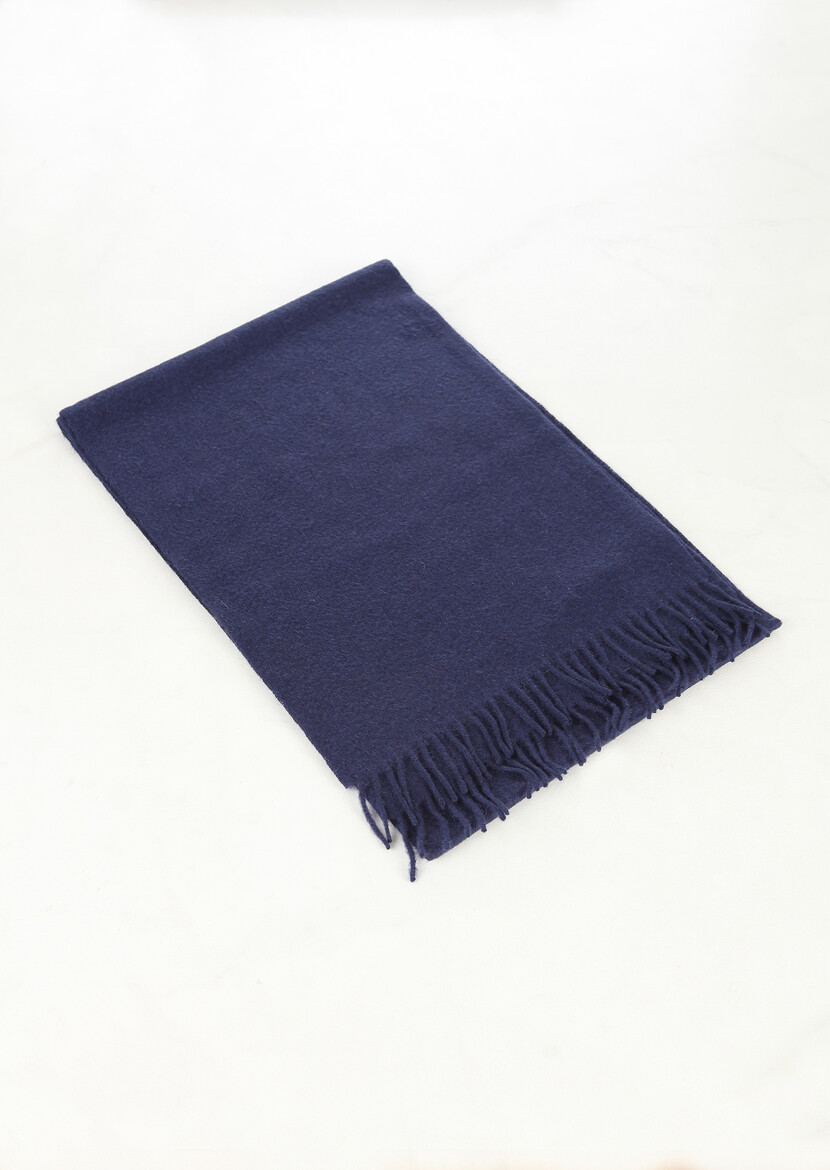 Navy Blue %100 Yün Scarf 