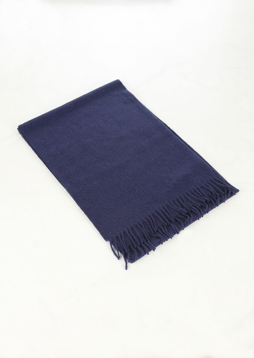 Navy Blue %100 Yün Scarf - 1