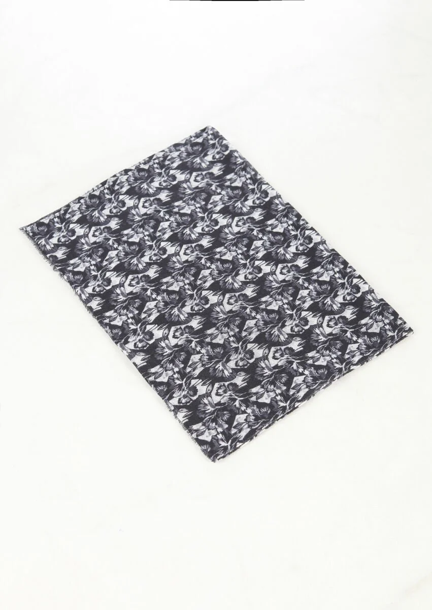 Navy Blue %100 Yün Scarf - 1