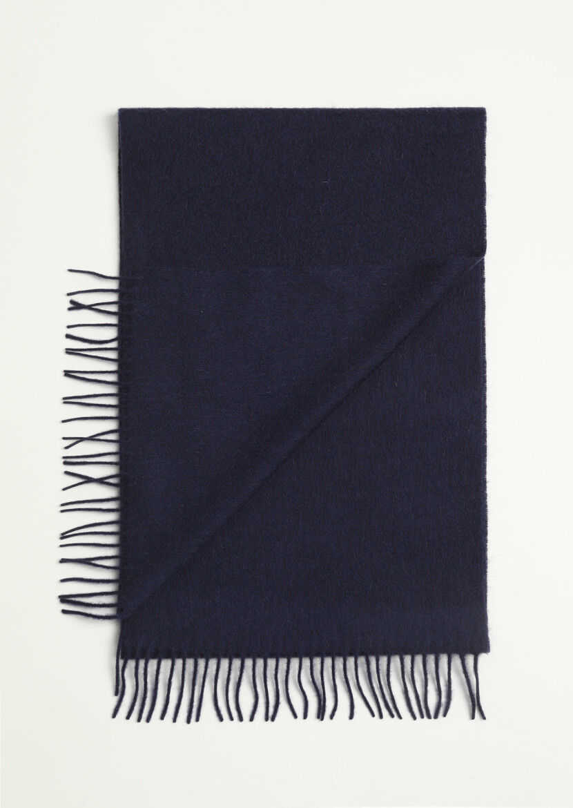 Navy Blue %100 Yün Scarf 