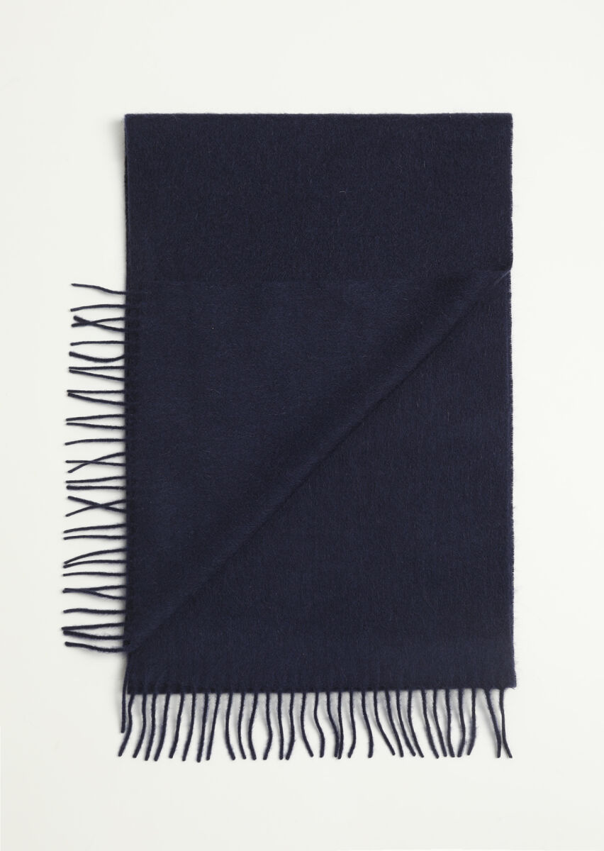 Navy Blue %100 Yün Scarf - 1