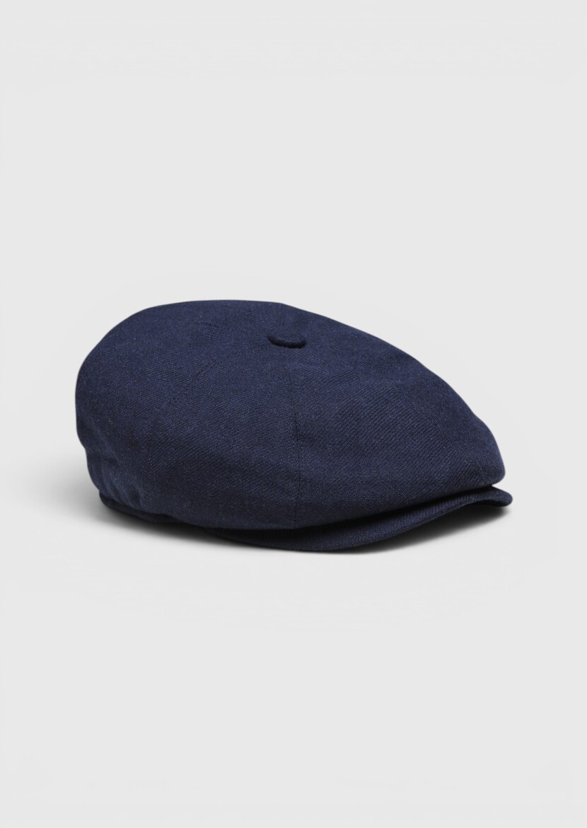 Navy Blue %50 Polyester ,%50 Yün Hat 