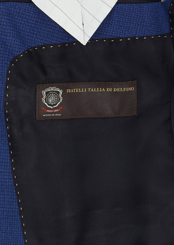 Navy Blue Checkered Regular Fit 100% Wool Suit - 4